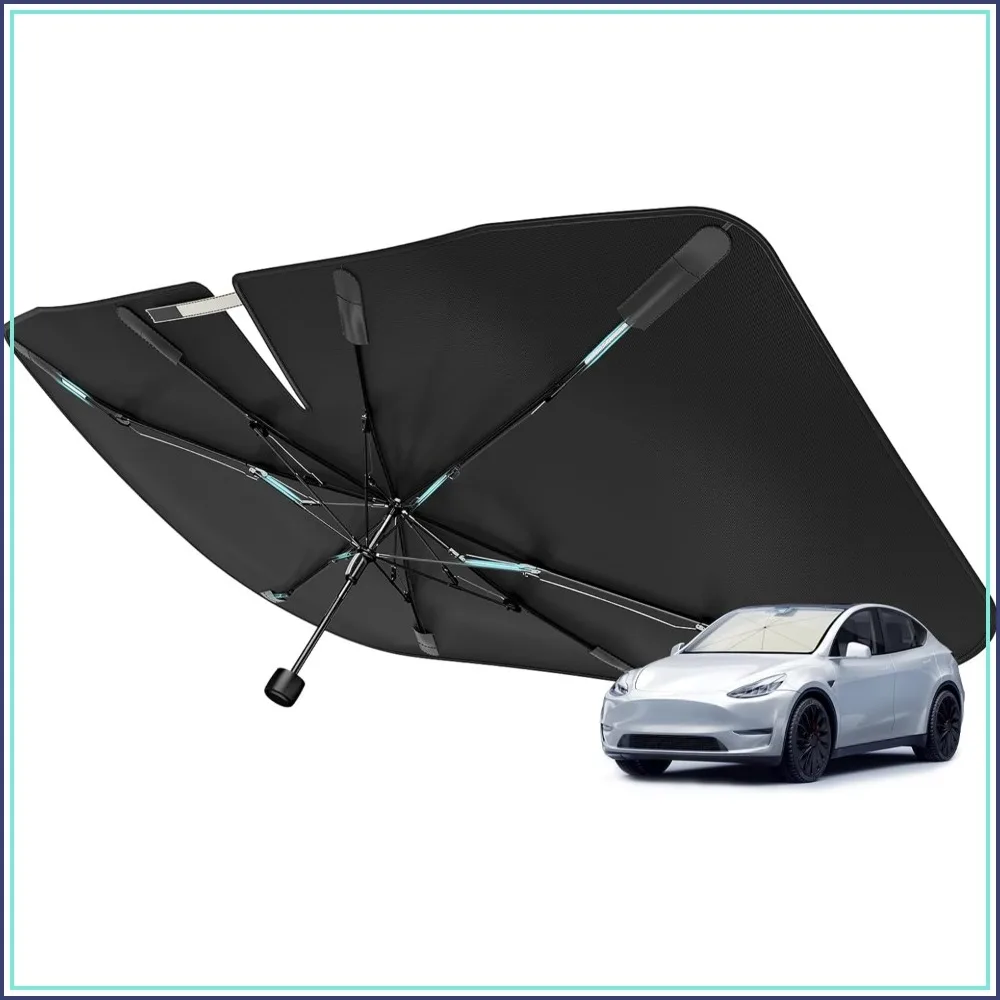 

Windshield Sun Shade Umbrella with Ice Crystal Cooling, Spring Structure Edge Medium 56"L x 31"W