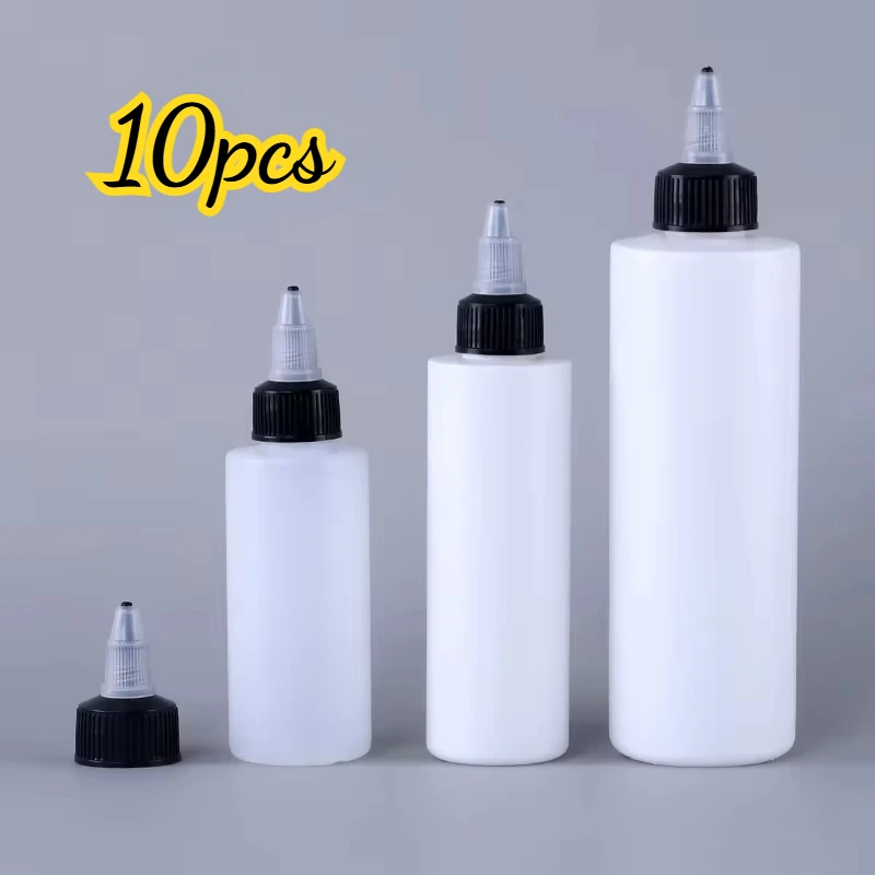 Bottiglia di plastica da 10 pezzi con tappo superiore twist per solventi Oli Vernice Inchiostro Liquido Sigaretta Olio Pigmento Spremere Bottiglia Punta Applicatore