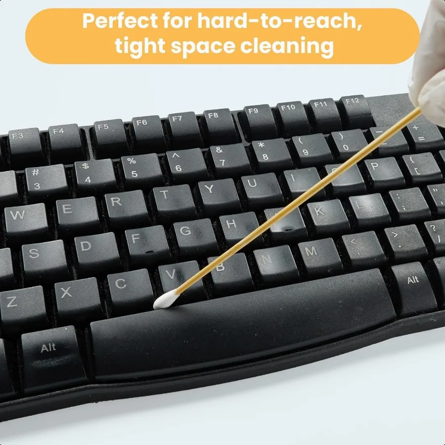 สำลีพันก้าน 500 ชิ้น 6 กล่อง บรรจุในกล่องเก็บของ สำลีก้านยาวพร้อมด้ามไม้ ไม่เป็นขุย ซึมซับดีเยี่ยม ปลายเดี่ยว