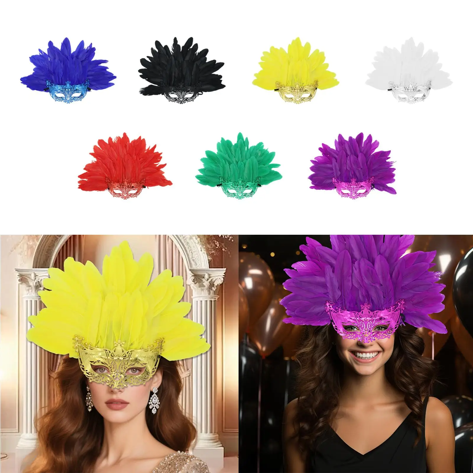 

Half Face Artificial Feather Mask Fashion Masquerade Party Accessory for Cosplay