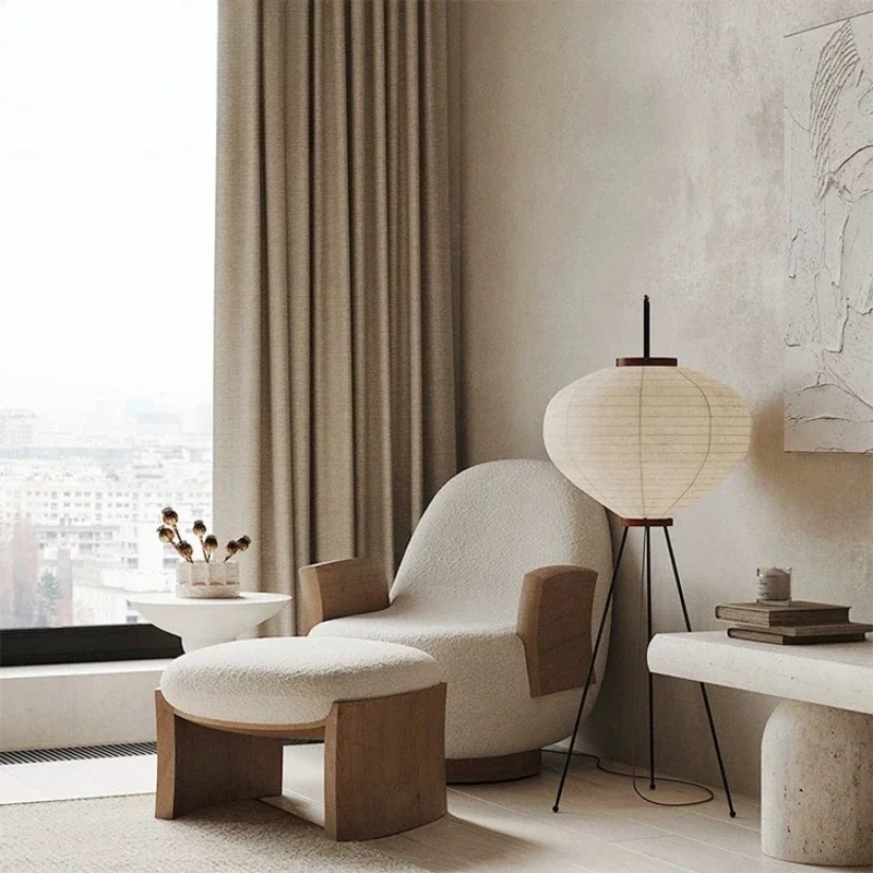 

New Trend Living Room Furniture Nordic Style A Set of Teddy Fabric Home Leisure Chairs