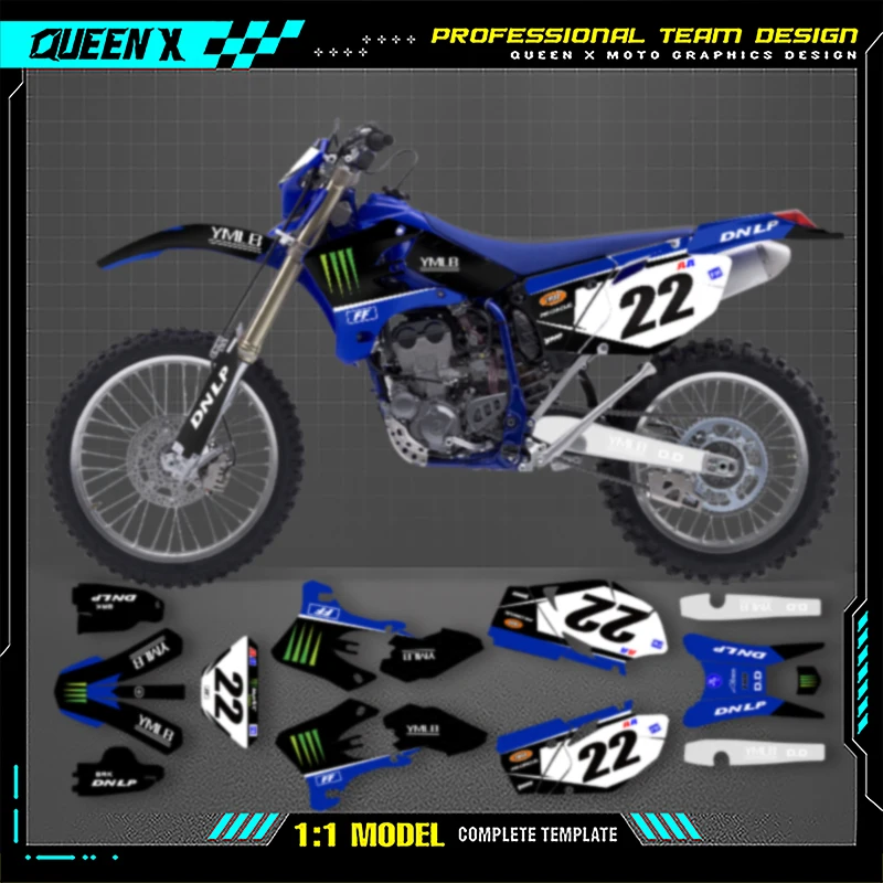 

QUEEN X MOTO Motorcycle Graphics Decals For YAMAHA WRF250 450 2006 2005 2004 2003 Motorcycle Decal Stickers -03