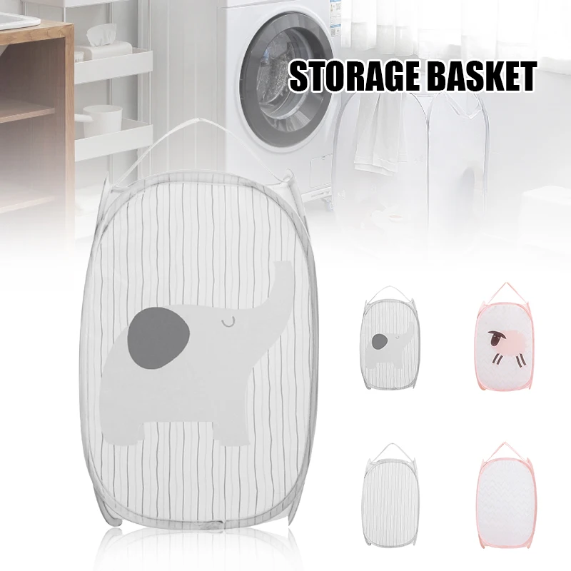 Cesta de roupa suja da prova de poeira dos desenhos animados bonitos com alças dobrável grande capacidade