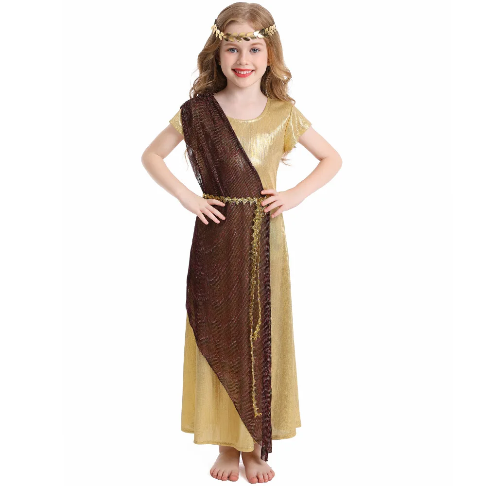 Meisjes Griekse Godin Athena Cosplay Kinderen Halloween Cleopatra Van Egypte Kostuums Carnaval Purim Rollenspel Show Feestjurk