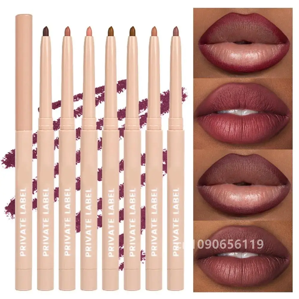 1g Custom Bulk Creamy Lip Liner Private Label 12-Color Pink Tube Matte Waterproof Pigment Plumper Long-lasting Moist Lips Makeup