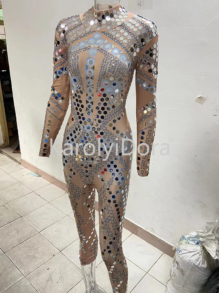 High Quality Sequin Diamond Jumpsuit Car Model Nightclub Bar Shining Rhinestones Show Girl Performance Costumes Stage Costumes