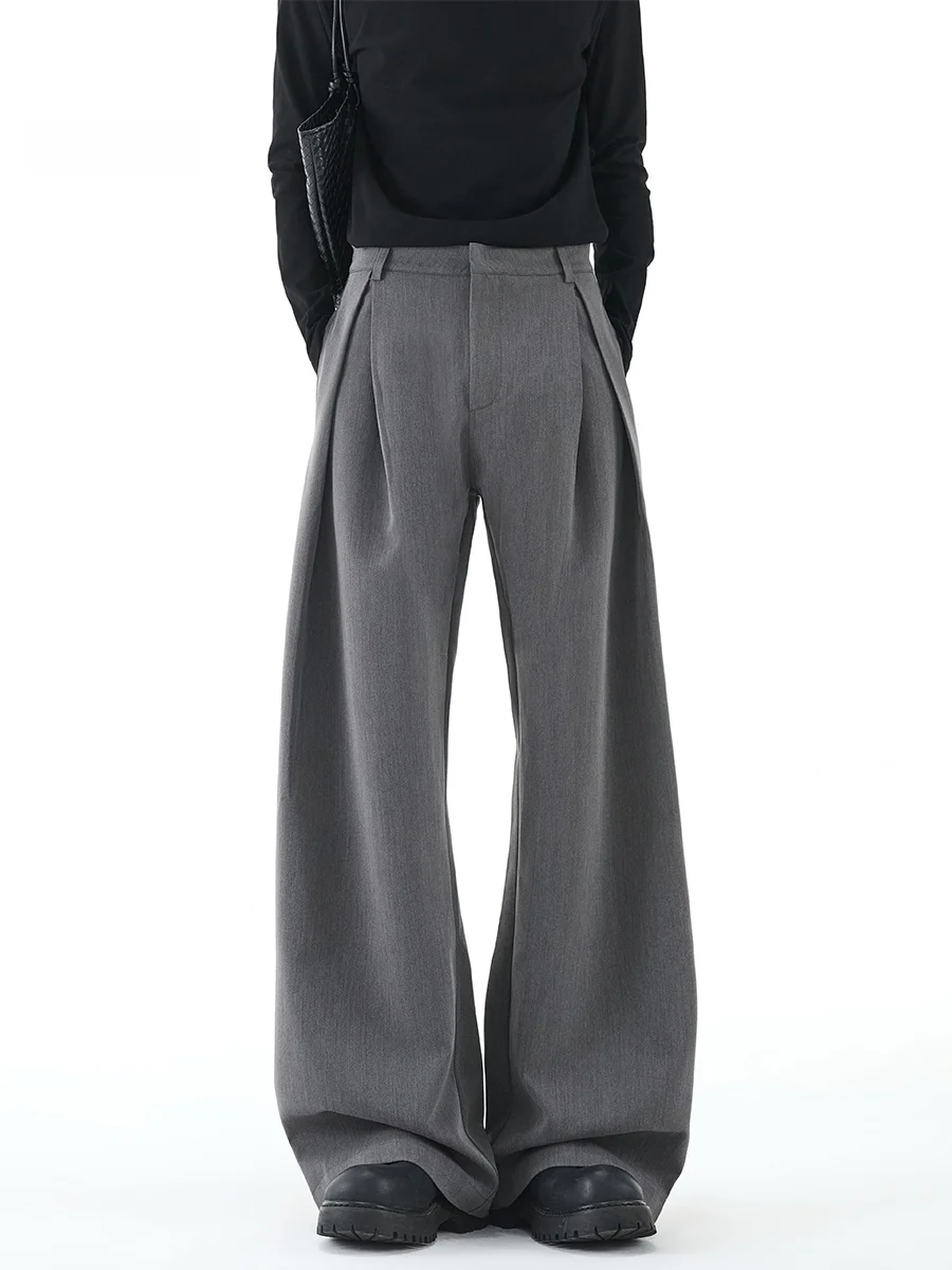 

Men's A-Line Wide Leg Casual Pants Spring Summer Thin Folded High Waist Pleated Polyester Blend Skin-Friendly Breathable