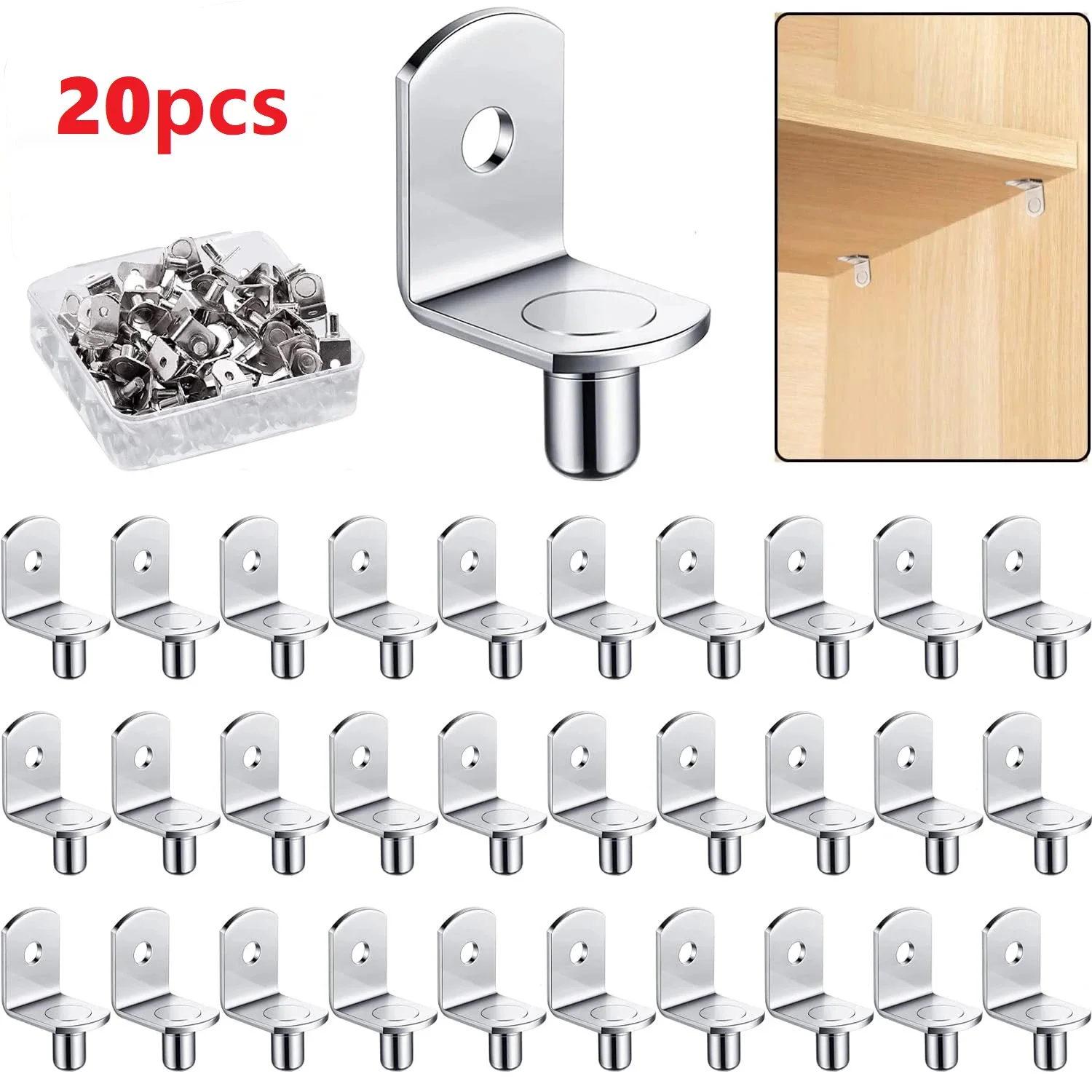 20Pcs Shelf Brackets Support Studs Pegs 5mm Metal Pin Shelves Seperator Furniture Shelf Wall Mount Bracket Holder For Cabinet