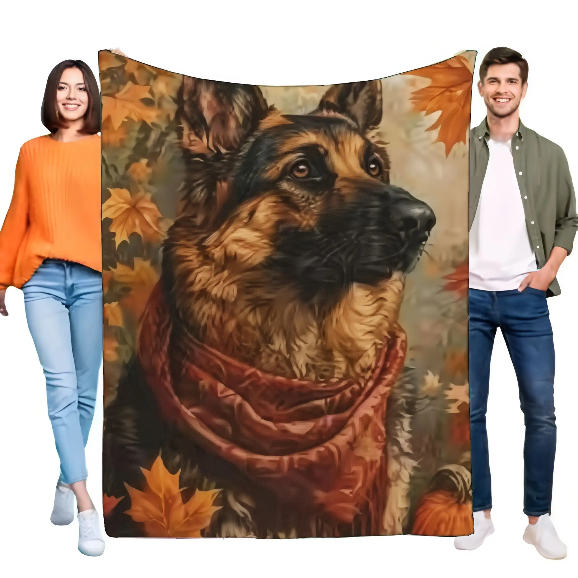 Gemütliche Überwurfdecke mit deutschem Schäferhund, weiches Fleece, Haustierdekoration, leichtes Herbstdesign, perfektes Geschenk für Hundeliebhaber und Heimdekoration