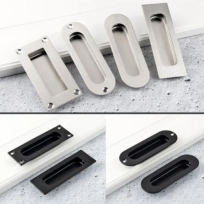 Stainless Steel Hide Embed Handle, Kitchen Sliding Door Knob Cupboard Door Pull Cabinet Drawer Wardrobe Invisible Furniture Pull