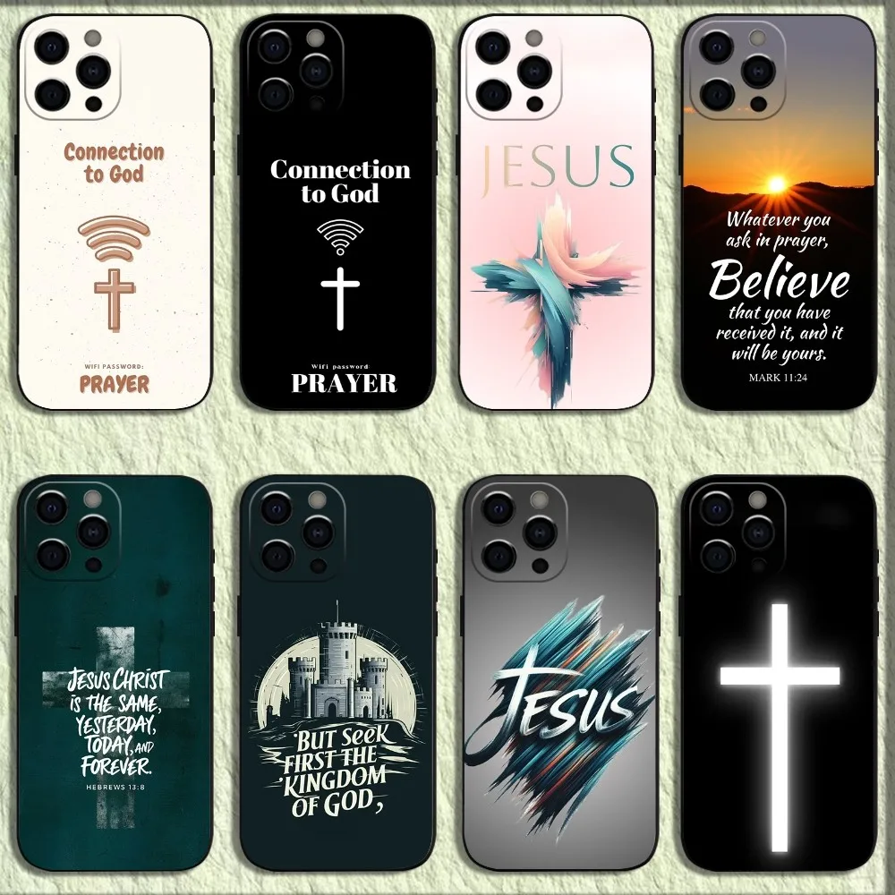 

Bible Verse Jesus Christ Christian Phone Case For iPhone 16,15,14,13,12,11,Pro,X,XS,Max,XR,Plus,Mini Soft Black Cover
