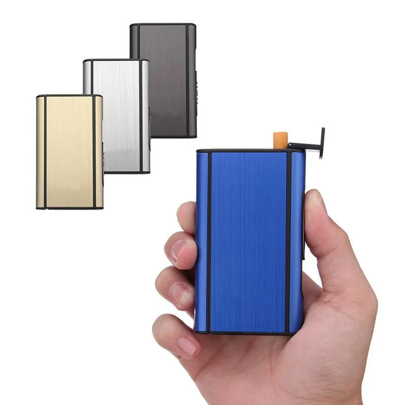 R&R Metal Automatic Cigarette Case Portable 10 Capacity Pop-up Cigarette Box Waterproof Moisture-proof Men\'s Smoking Accessories