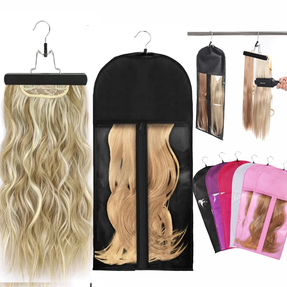 New Hair Holder Hair Extensions Storage Bag with Dust-proof Wig Storage Kit, Easy Carry Home Hair Salon Travel Use