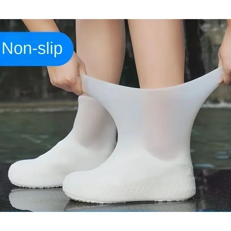 Silicone WaterProof Shoe Covers Lip-resistant Rubber Rain Boot Rain Gear Overshoes Accessories for Outdoor Rainy Day