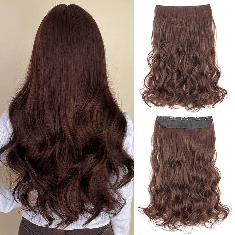 20Inch Synthetic 5 Clip in Hair Extension Long Curly Hairstyle Heat Resistant Hairpiece Black Brown Blonde for Women