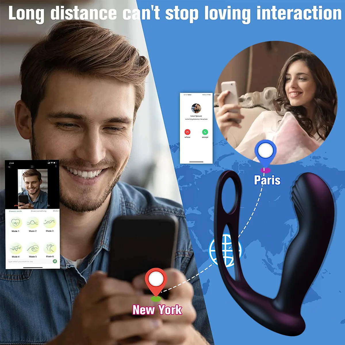 3 In 1 Men Cock Ring Vibrator Sex Toys Wireless Prostate Penis Rings Vibrating Massager Testicular Anal Stimulation Adult Goods