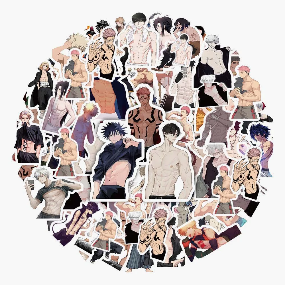 10/60pcs Cartoon Anime Muscle Man DIY Graffiti Stickers Pack Scrapbooking Skateboard Luggage Helmet Laptop Car Decorative Decals