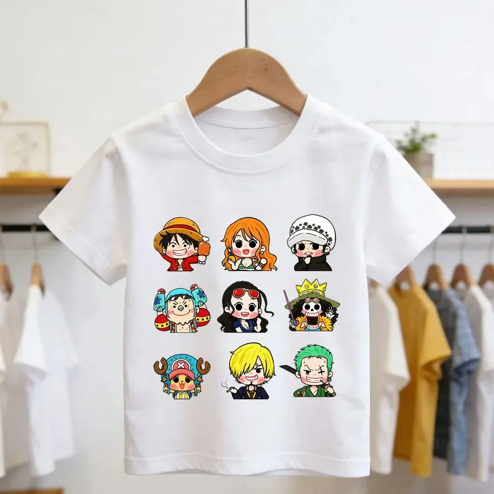 One Piece Japanese Anime Printed Cotton Top Boy Children's Short Sleeve Luffy One Piece Child T-shirt