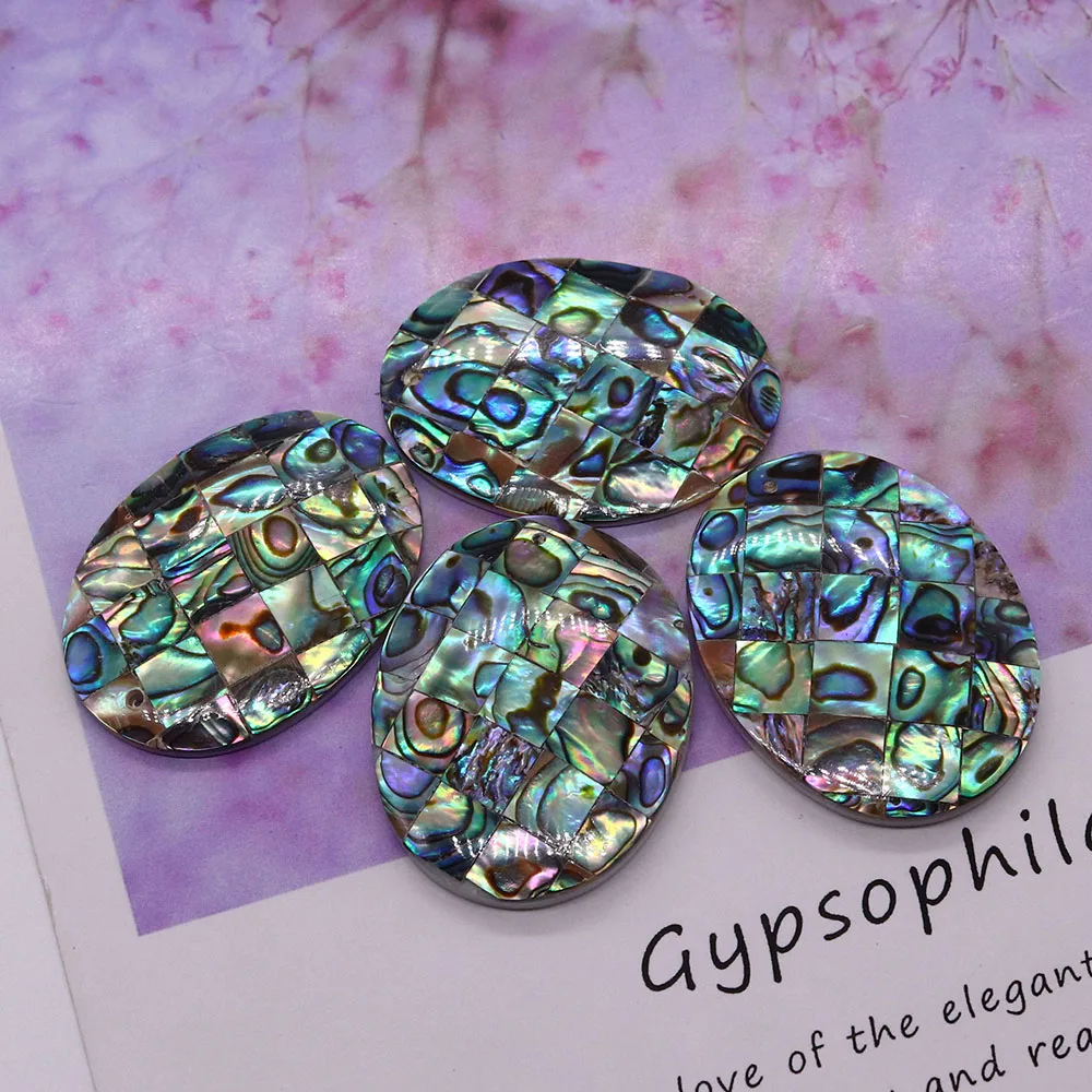 

30X40mm Natural Abalone Shell Oval Pendant Single Sided Handmade Jewelry for Jewelry Making Charm DIY Craft Bracelet Necklace
