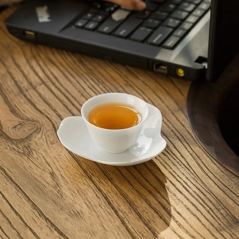 Sweet White Handmade Kung Fu Tea Cup Egg-Shell Porcelain Master Cup White Porcelain Single Cup Small Teacup Coaster