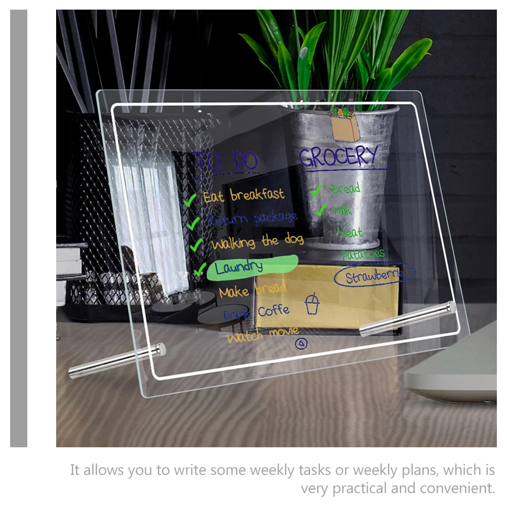 Transparente Nachrichten-Schreibtafel, löschbare Notizen, vertikales Acryl, trocken abwischbares Büro