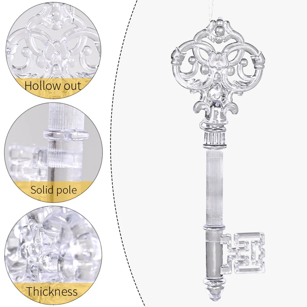 

8 Pcs Christmas Key Pendant Ornaments Clear Decor Label Tree Decorations Small Hanging Acrylic for Car