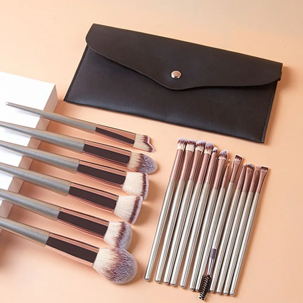 Essential Cosmetic Brush Kit Premium Synthetic Fiber Foundation Eyeshadow Powder Contour Blush Beauty Makeup Tool Set