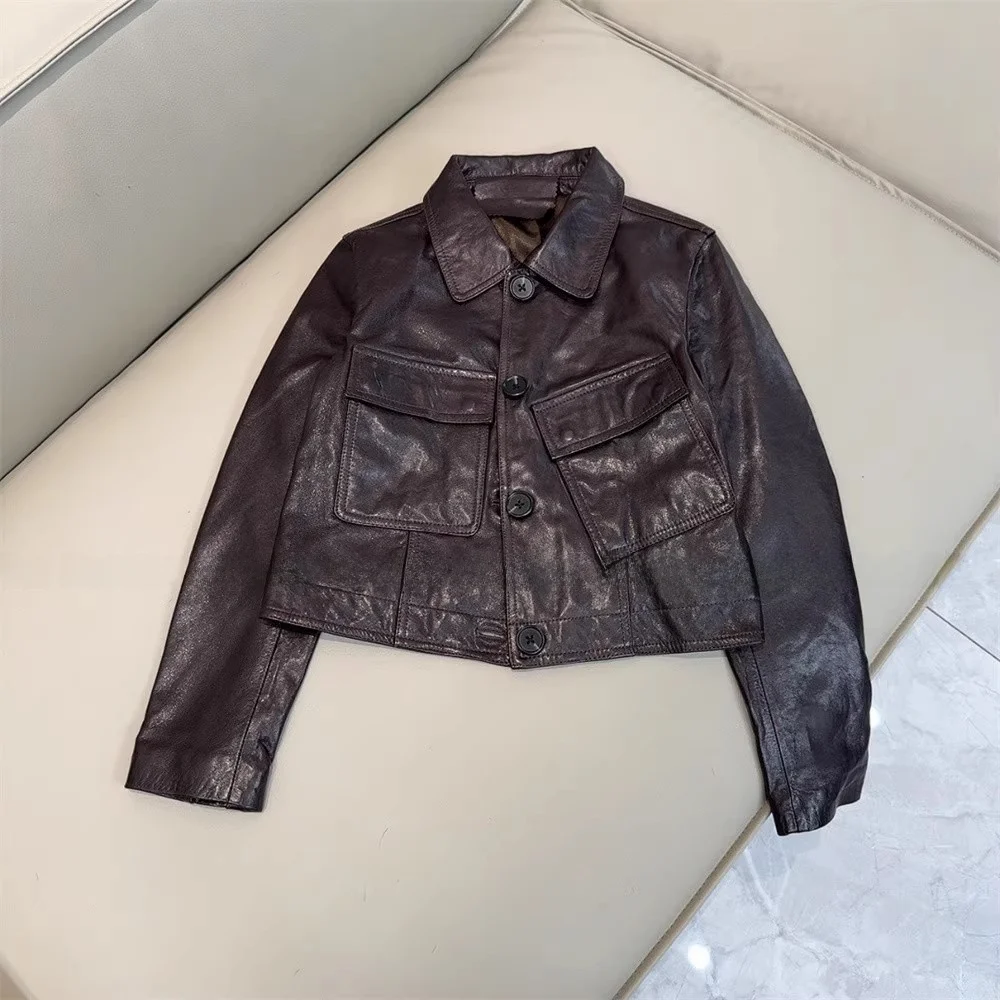 High-End Europeo Sle Donna Biker Or Jaet Colletto alla coreana Cappotto in pelle PU Versatile Fasionable Pendolarismo Vento Vestibilità ampia