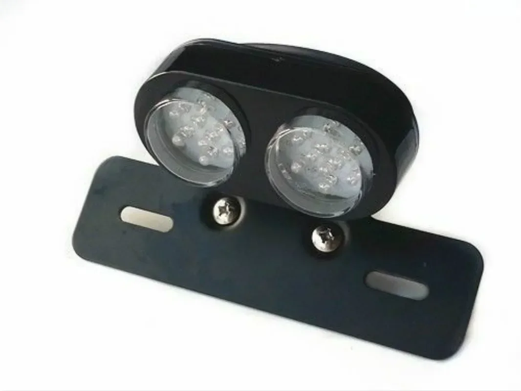 Black Motorbike LED Tail Brake License Plate Light Cafe Racer Old School Vintage