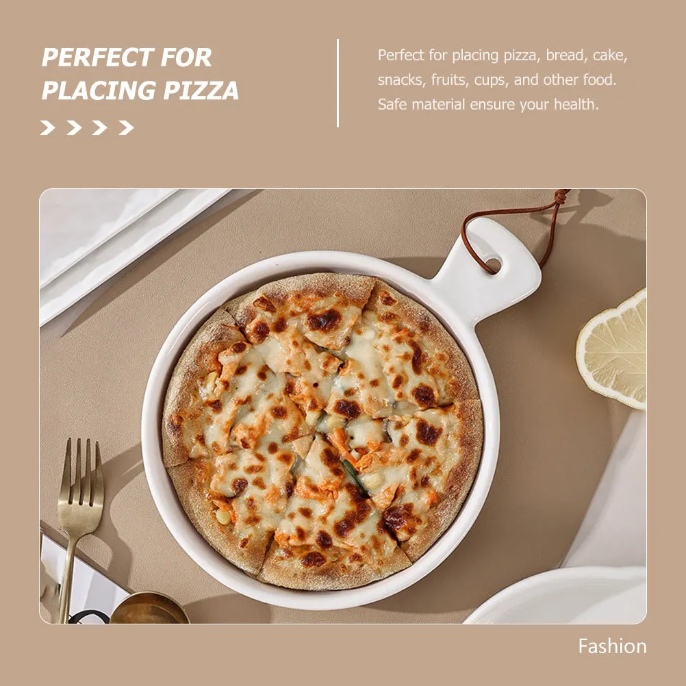 

Ceramic Pizza Tray Multi-Function Ceramic Dish for Home Restaurant Hotel Office Cafe Bread Cake Snacks Display