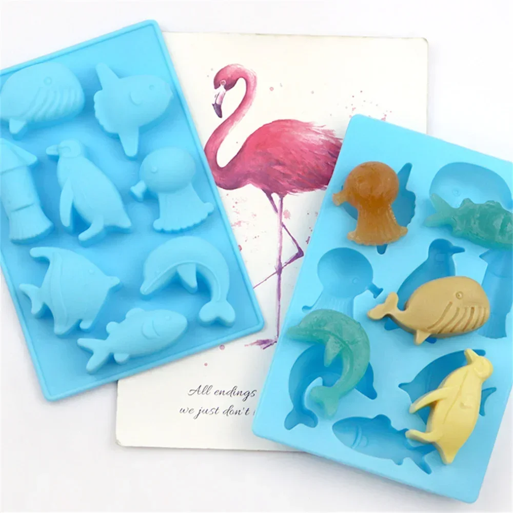 

Silicone 3D Marine Chocolate Mold DIY Mini Penguin Octopus Dolphin Whale Fish Shaped Ice Cube Mold Cookie Candy Baking Cake Mold