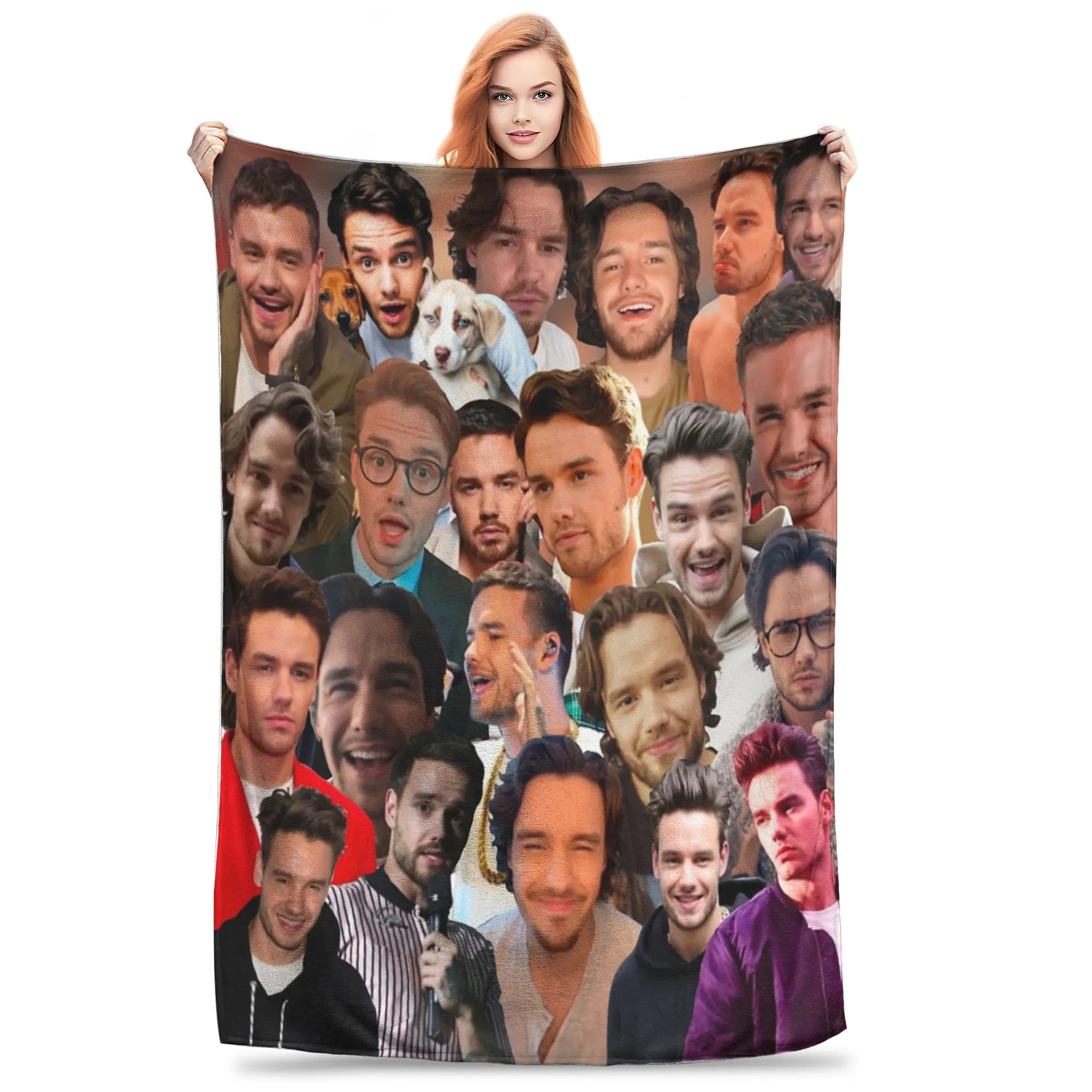 Liam Payne Photo Collage Blanket Lightweight Thin Flannel Cozy Gift  Throw Blankets Bedspreads