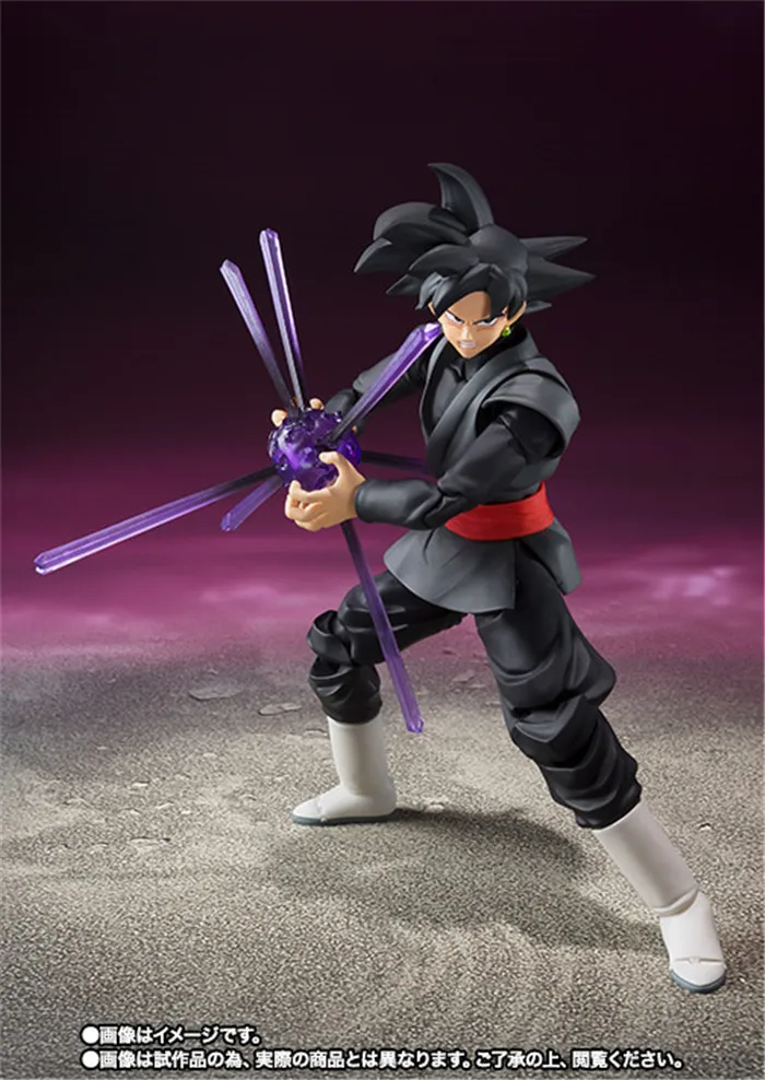 14CM Dragon Ball SHF Son Goku Black Clothes Super Saiyan Anime Handmade Action Figures Desktop Case Decoration Ornament Gift