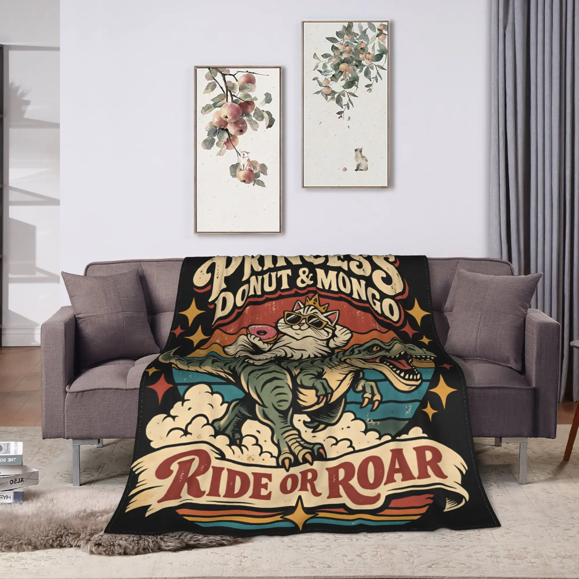 Dungeon Crawler Carl Princess Donut & Mongo Warm Blanket  Novelty Picnic Throw Blanket Bedroom Flannel Bedspread Sofa Bed Cover