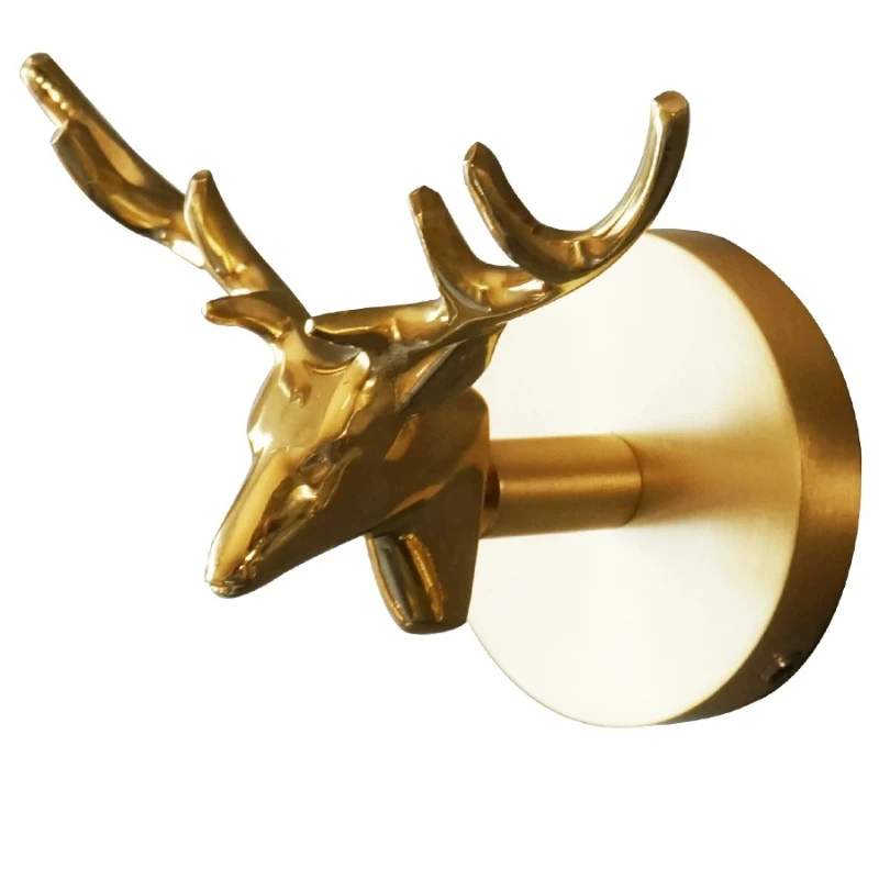 European-style light luxury vintage brass no-drill, nail-free hook, clothes hook, creative wall hanger hook behind the entrance