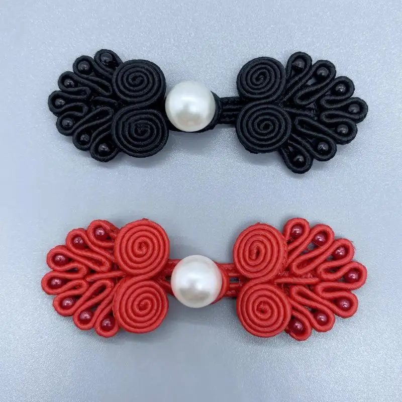 

5 Pairs Chinese Style Retro Knot Button Cheongsam Dress Decorative Accessory Classical Imitation Pearl Handmade Buckle