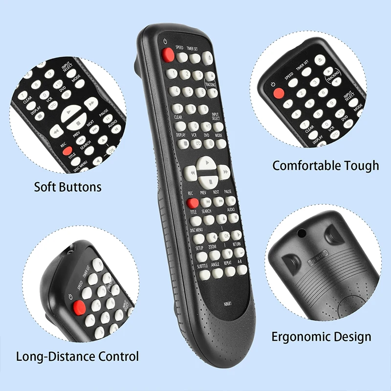 NB681 Remote Control Compatible With Funai DVD VCR Combo Player CDV225FX4 DV220FX4 DV220FX4A Replacement Controller