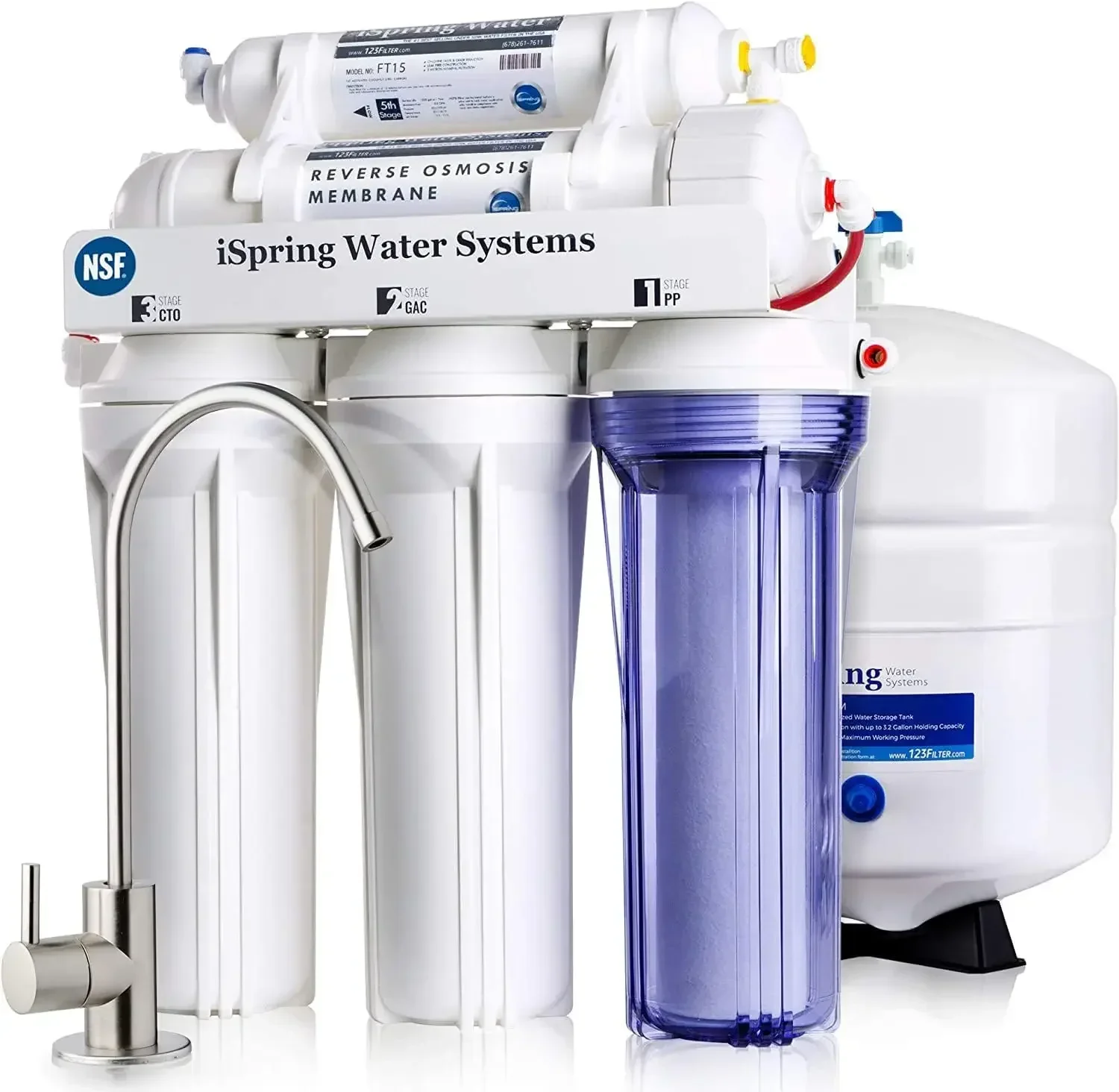 For RCC7 NSF Certified High Capacity Under Sink 5-Stage Reverse Osmosis Water Filter, RO Drinking System 75 GPD Brushed Nickel F