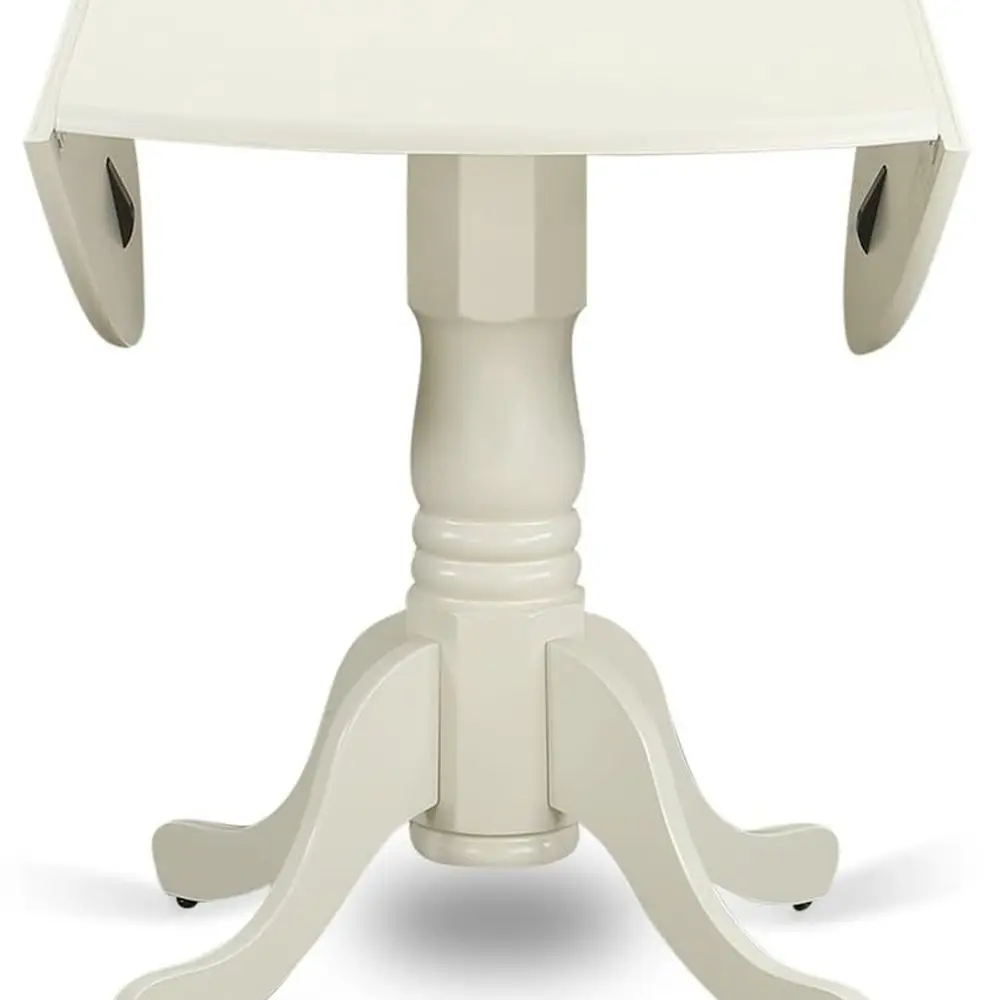 طقم طاولة مطبخ مكون من 5 قطع مع 4 كراسي، 42 دائري، أبيض كتان