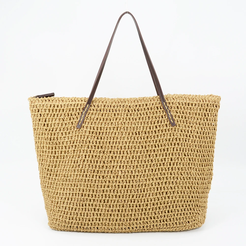 Large Capacity Women Shoulder Straw Bag Handmade Woven Handbag Big Bohemia Beach Raffia Shopper Tote