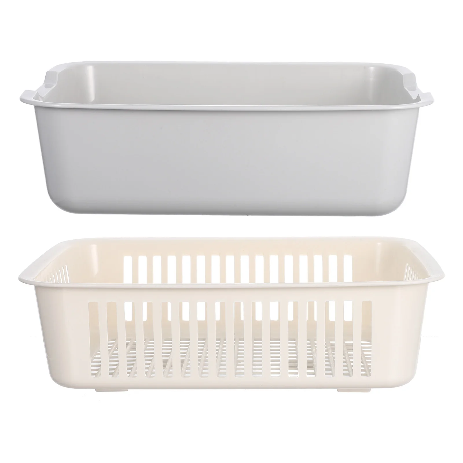 

Double-Layer Vegetable Fruits Washing Basket Plastic Drain Bowl Kitchen Storage Strainer Grey Beige Fruits Washing Basin Drainer