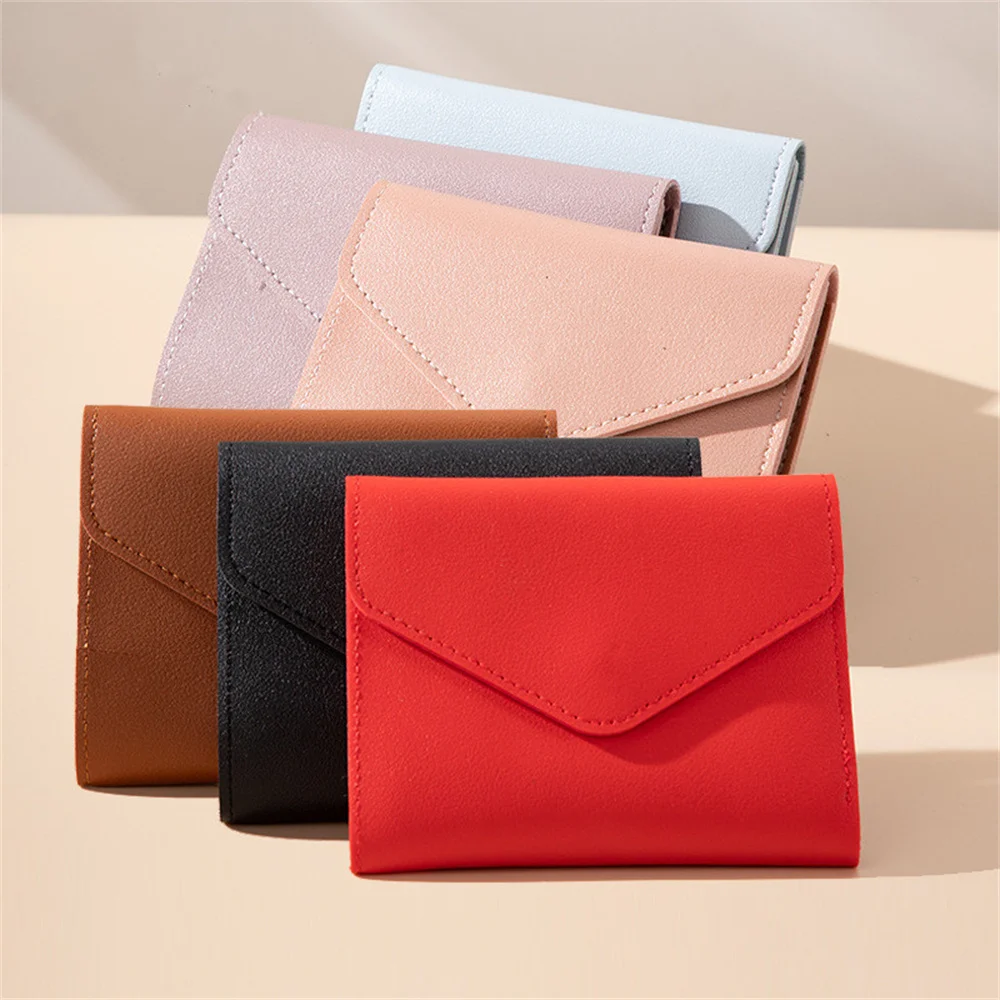 

New Folding Envelope Cover Wallets Portable Ultra-Thin Card Holder Small Card Bags Coin Purse Short Mini Wallets For Women'S New