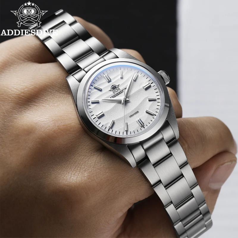

ADDIESDIVE Luxury Men's Quartz Watch 36mm Dome Mirror Stainless Steel Wristwatch 100m Waterproof High Quality Fashion Watches