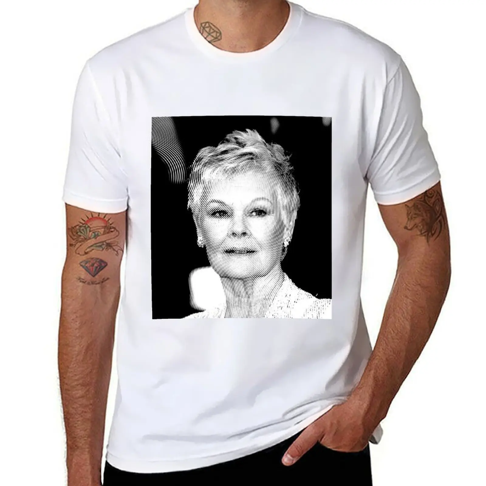 Футболка "Judi Dench Linocut" для мужчин из 100% хлопка