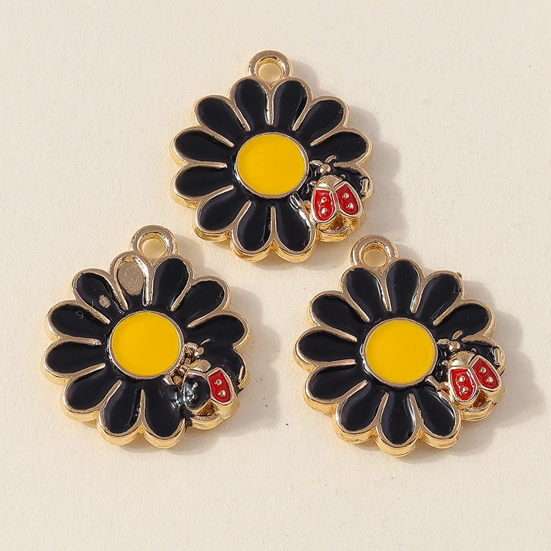 20 Stück modische, farbenfrohe Emaille-Blumen-Anhänger für die Schmuckherstellung, geeignet für Ohrringe, Halsketten, Armbänder und DIY-Bastelarbeiten. – Detail 8
