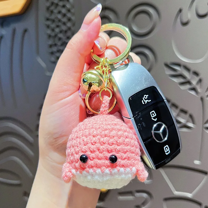 Creative Woolen Crocheted Little Whale Keychain Cute Cartoon And
