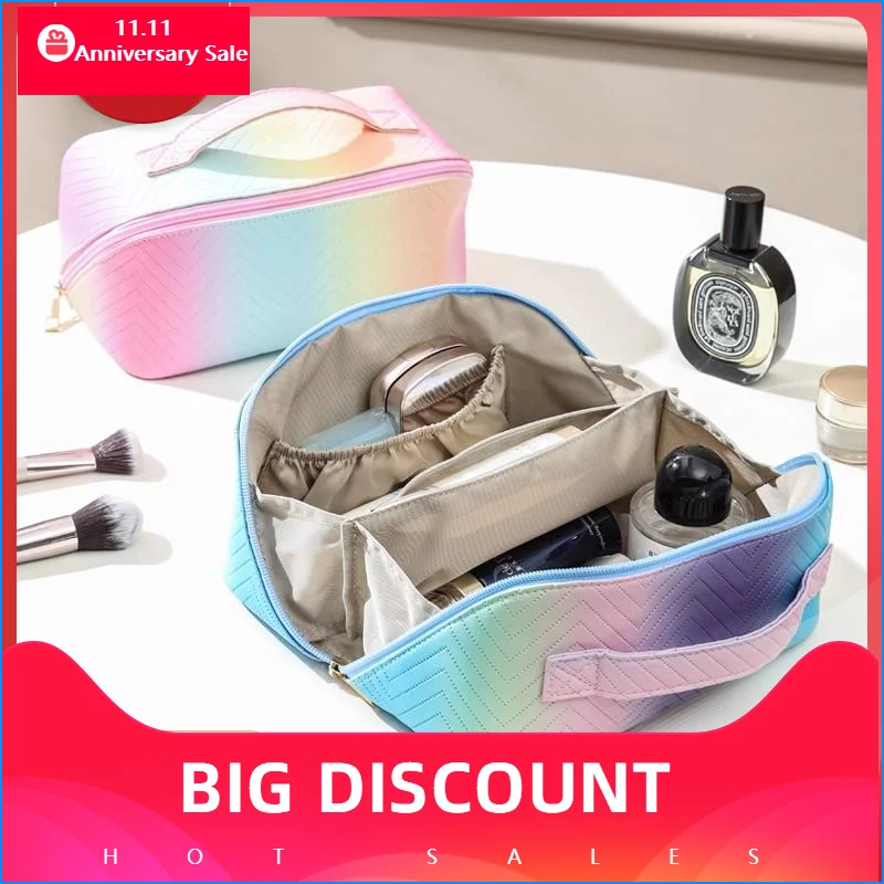 Luxury Cosmetic Bag Organizer Female Toiletry Bag Make Up Pillow Case Storage Pouch Luxury Lady Box Travel Laser Geometry Bags