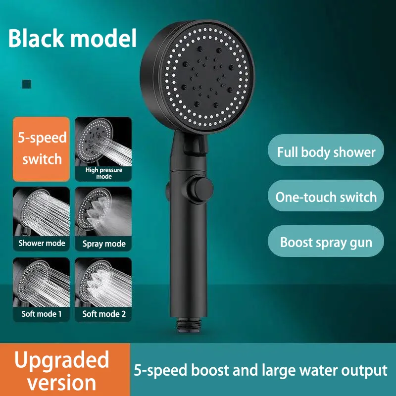 Pressure Boosting Shower Head Set Home Use Powerful Bath Shower Water Heater Flower Sprayer Hose Bathrooms Handheld Showerhead view 2