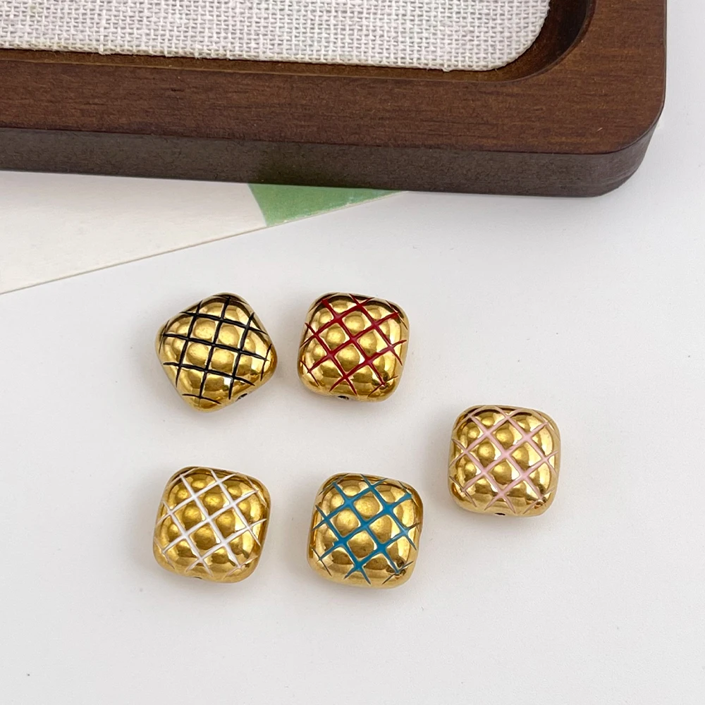 

Cordial Design 30Pcs 14*14MM Stainless Steel Beads/Jewelry Findings & Components/DIY Beads Making/Hand Made/Square Shape #195675