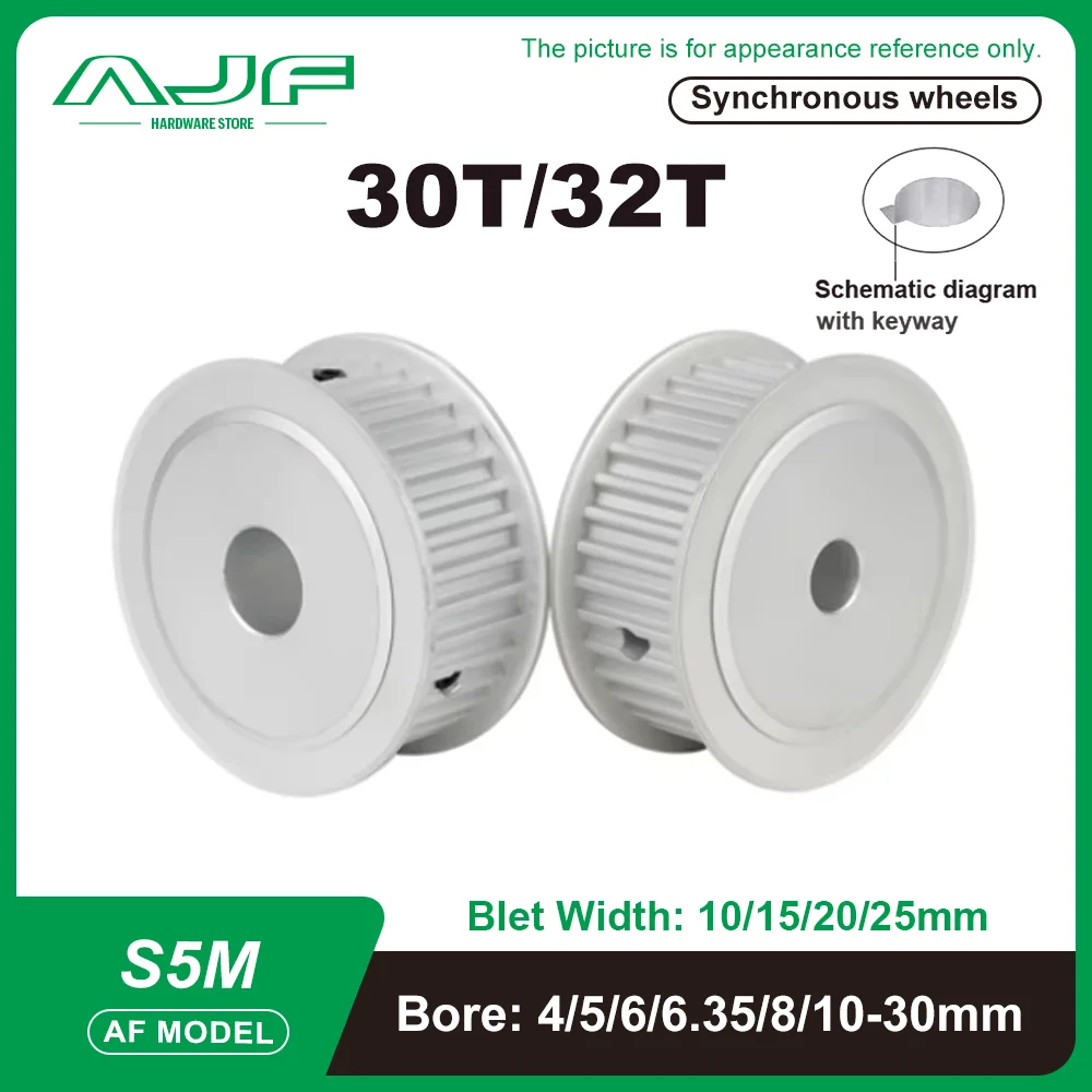 30Teeth 32Teeth S5M Timing Pulley AF Type 5M 30T 32T Synchronizing wheel Bole 5-30mm Width 10/15/20/25mm Driving wheel